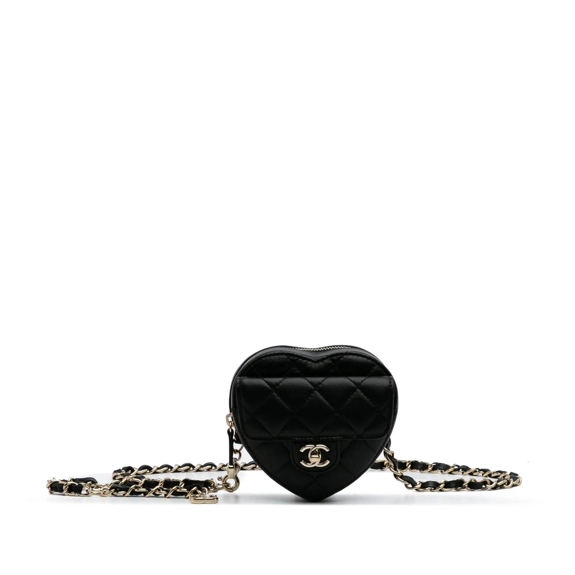 Black Chanel Mini Lambskin CC in Love Heart Belt Bag