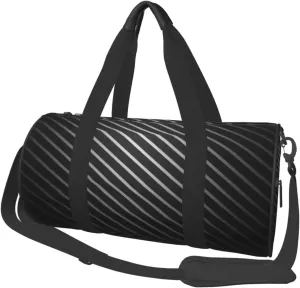 Black Stripe Silver Duffel Tote for Men and Women Backpacking Travel and Storage Shoulder Bag