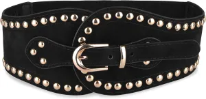 BlackButterfly Velvet Pirate Studs Decorated Vintage Buckle Stretchy Waspie Adjustable Waist Belt