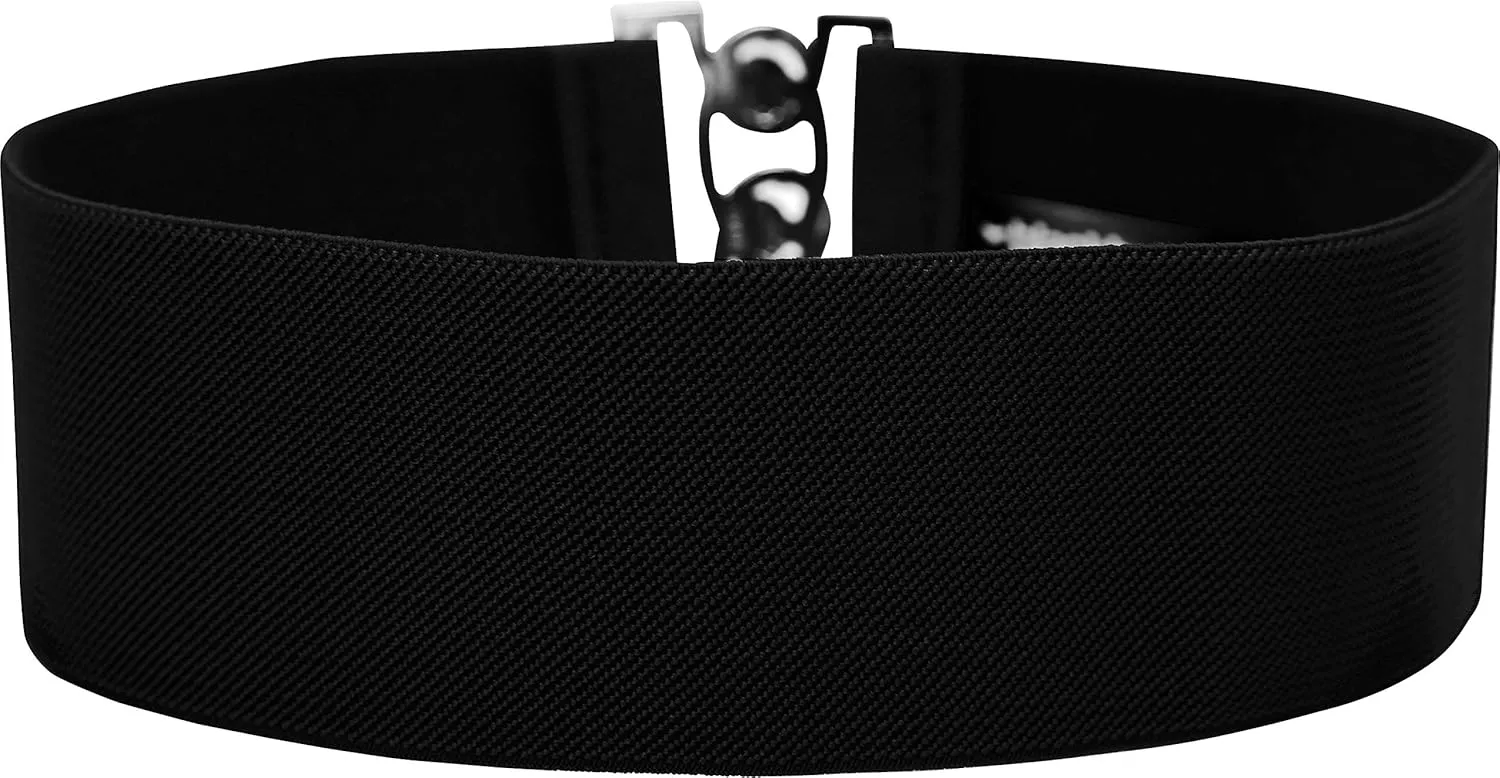 BlackButterfly Wide Elastic Waist Cinch Stretch Waistband Retro Clasp Buckle Belt