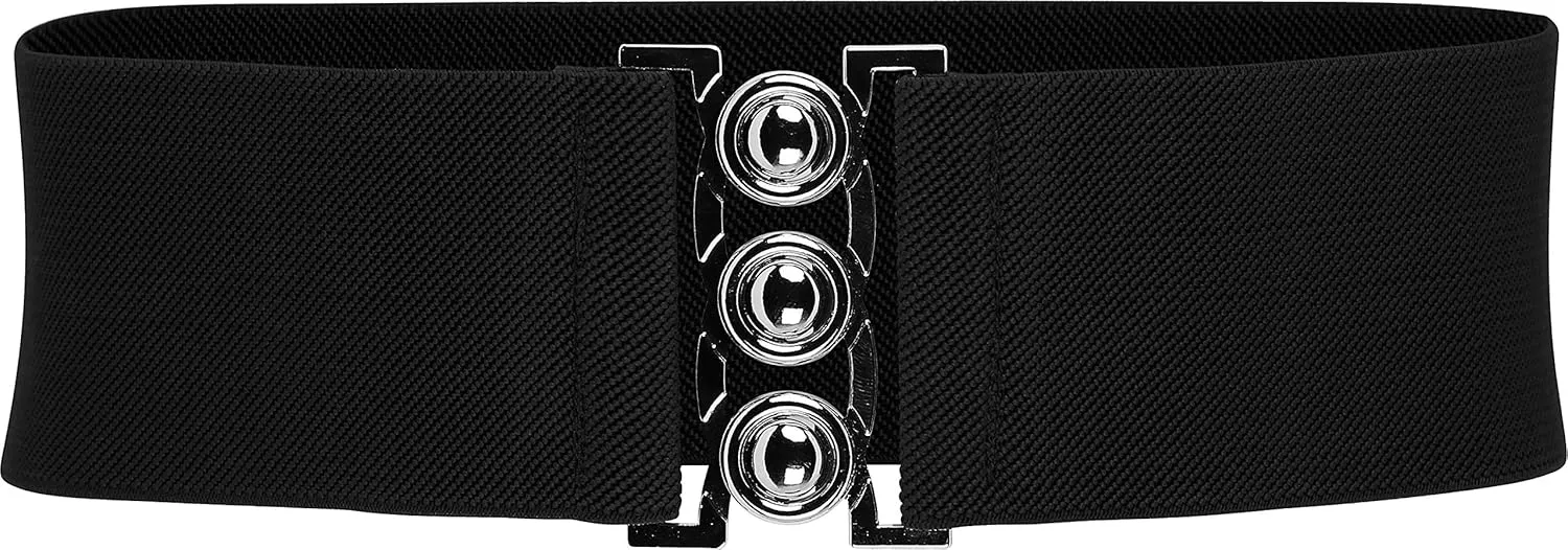 BlackButterfly Wide Elastic Waist Cinch Stretch Waistband Retro Clasp Buckle Belt
