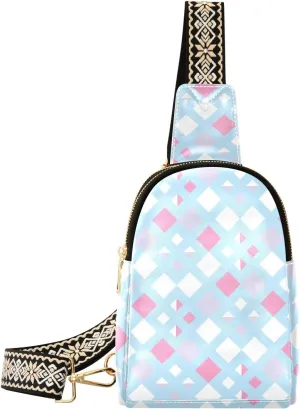 Bling Porcelain Pattern Sling Bag for Women, Leather Crossbody Bag Purses for Women Anti Theft Sling Bag Fanny Packs
