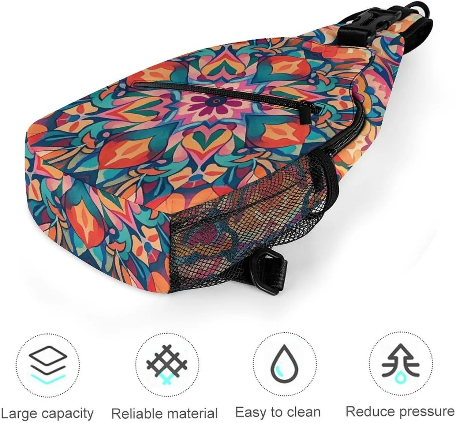 Blue And Orange Design Crossbody Bag, Sling Bag, Sling Backpack, Belt Bags for Travel Outdoors Hiking
