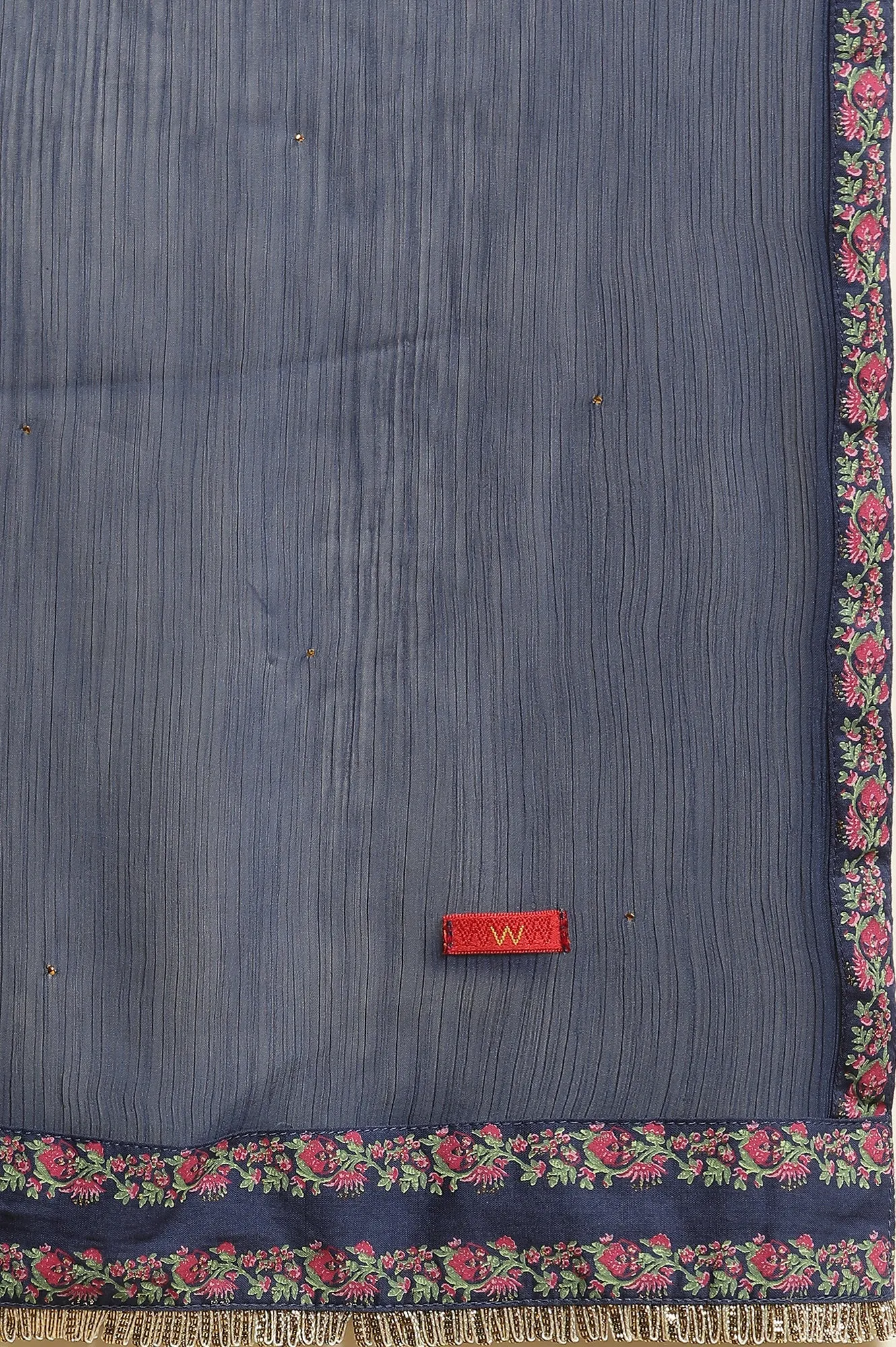 Blue Floral Printed Kurta, Sharara And Dupatta Set