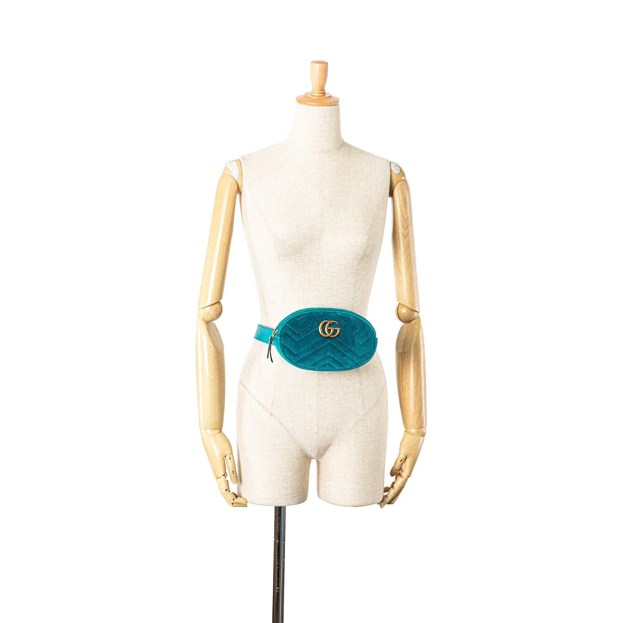 Blue Gucci GG Marmont Velvet Matelasse Belt Bag