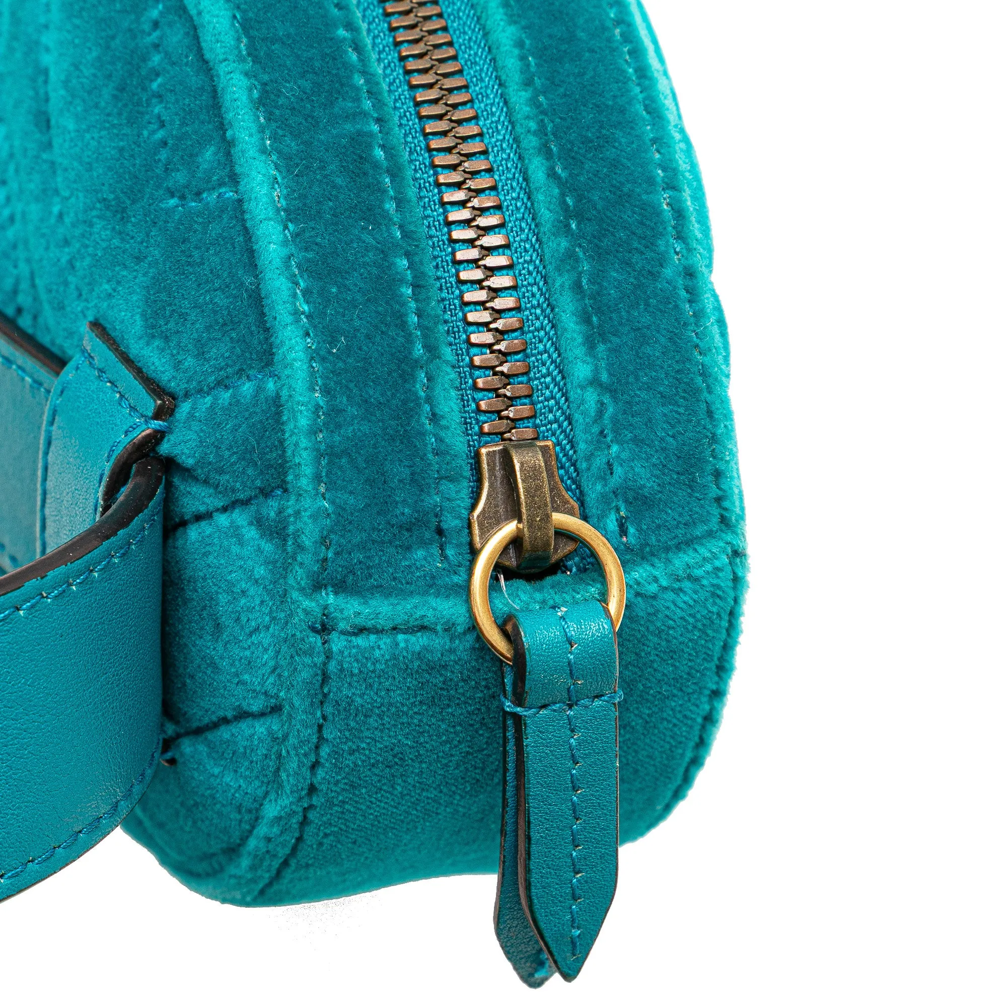 Blue Gucci GG Marmont Velvet Matelasse Belt Bag