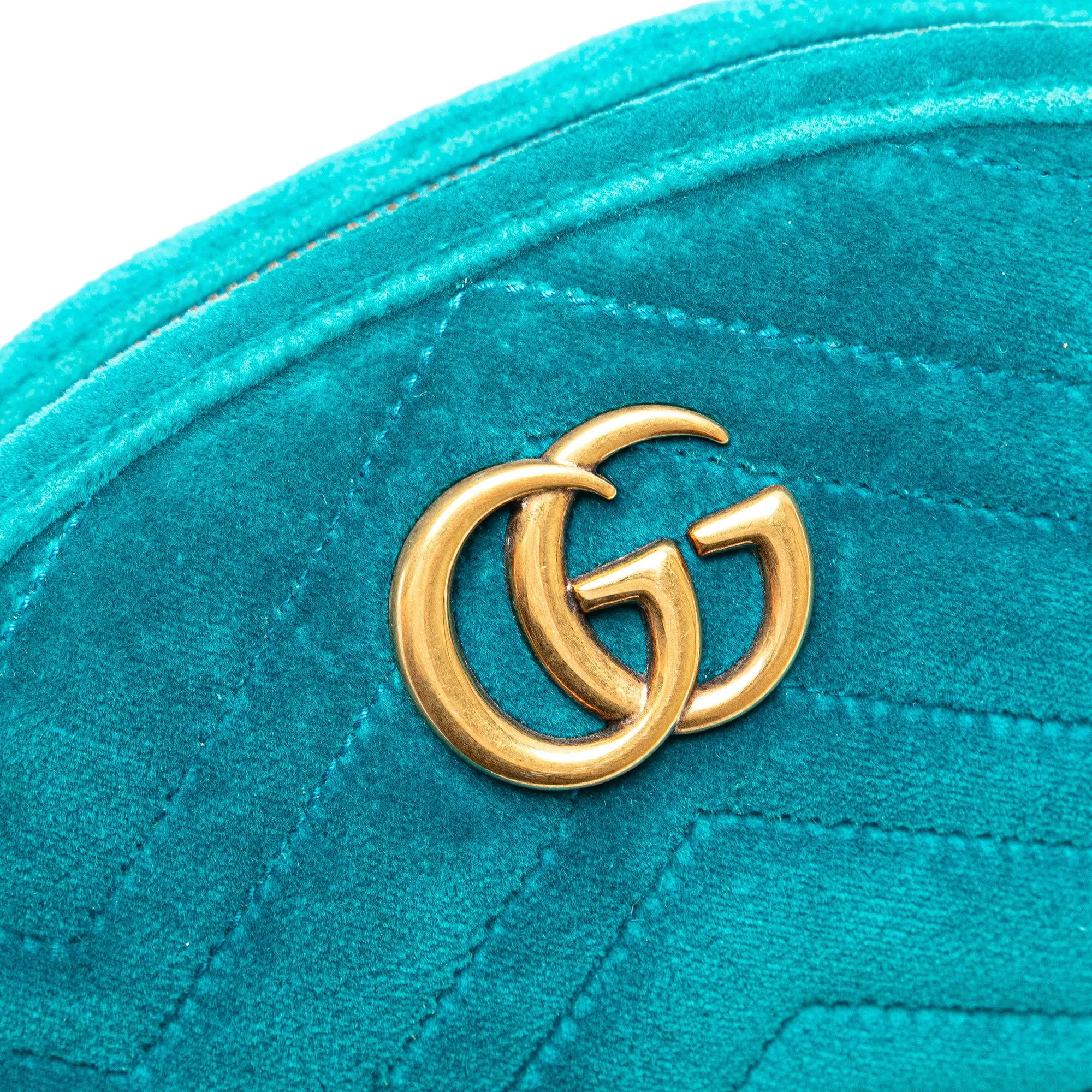 Blue Gucci GG Marmont Velvet Matelasse Belt Bag
