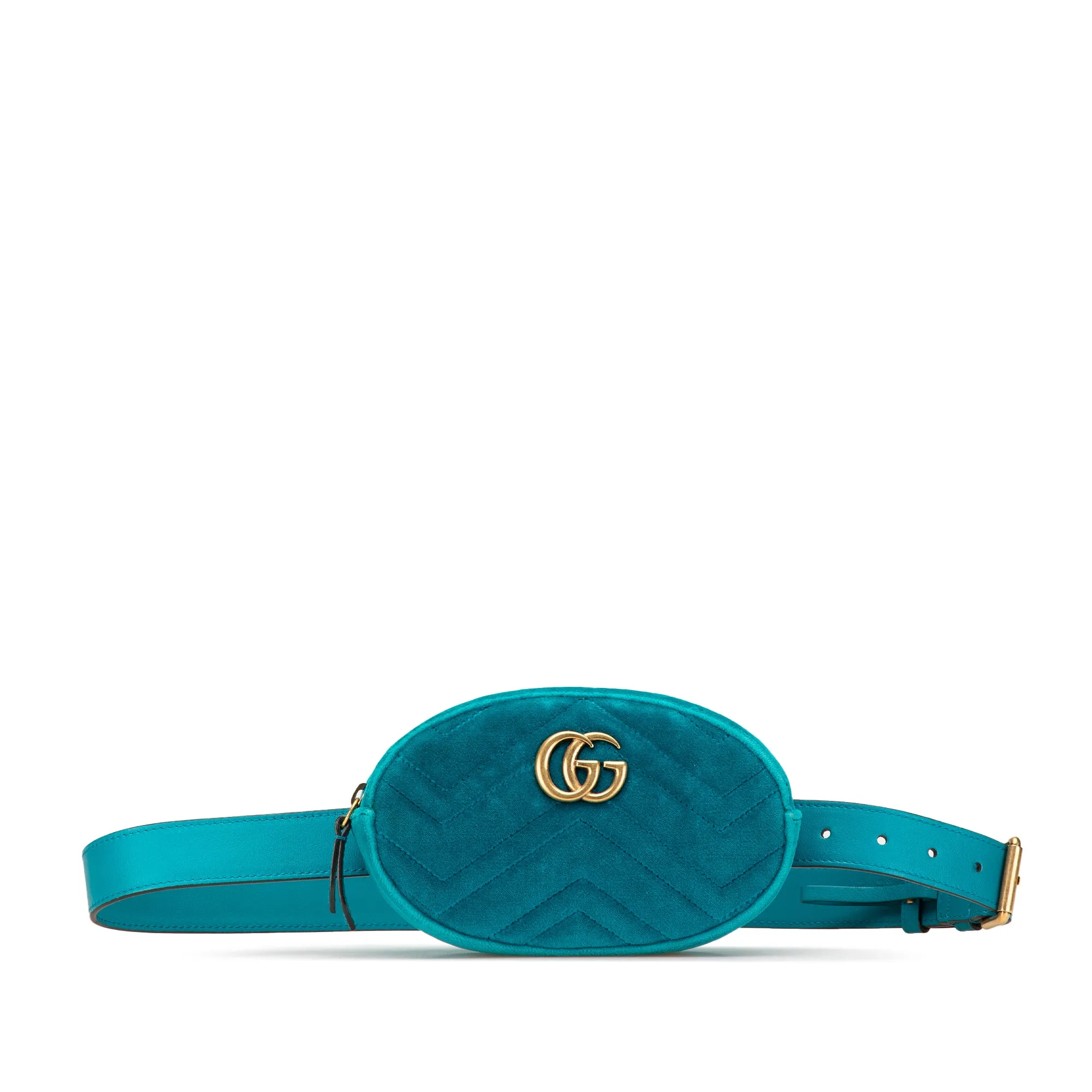 Blue Gucci GG Marmont Velvet Matelasse Belt Bag