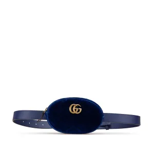 Blue Gucci GG Marmont Velvet Matelasse Belt Bag