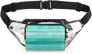Blue Wood Clear Fanny Pack Stadium Approved Clear Crossbody Belt Bag for Women Men Transparent Waist Bag with Adjustable Strap for Concerts Sports Events Travel