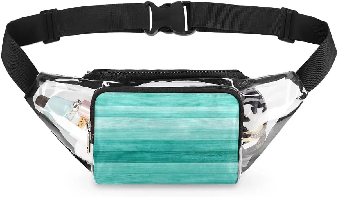 Blue Wood Clear Fanny Pack Stadium Approved Clear Crossbody Belt Bag for Women Men Transparent Waist Bag with Adjustable Strap for Concerts Sports Events Travel