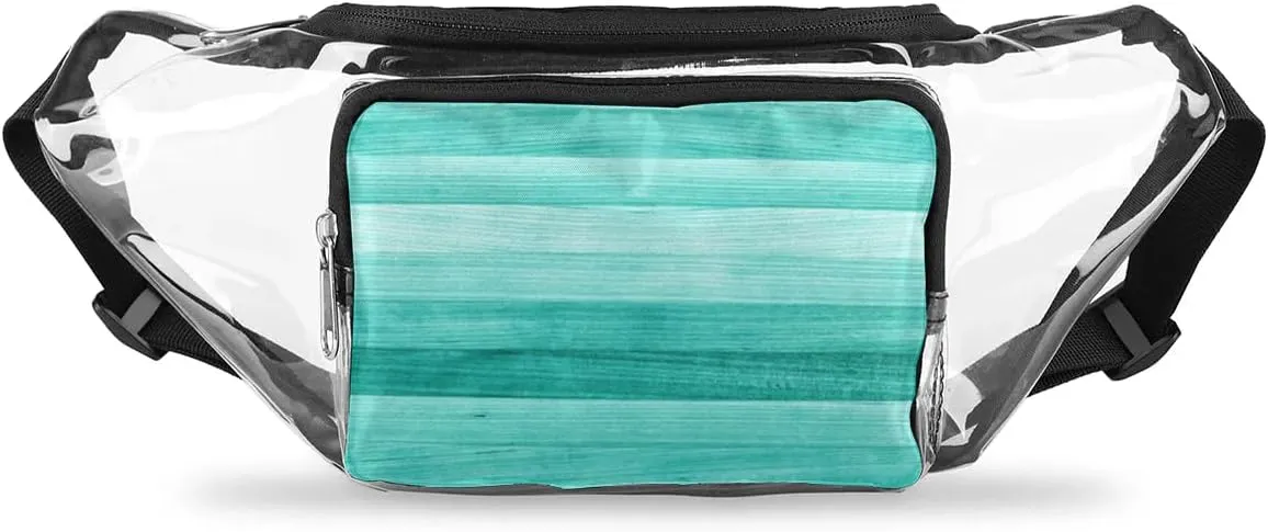 Blue Wood Clear Fanny Pack Stadium Approved Clear Crossbody Belt Bag for Women Men Transparent Waist Bag with Adjustable Strap for Concerts Sports Events Travel