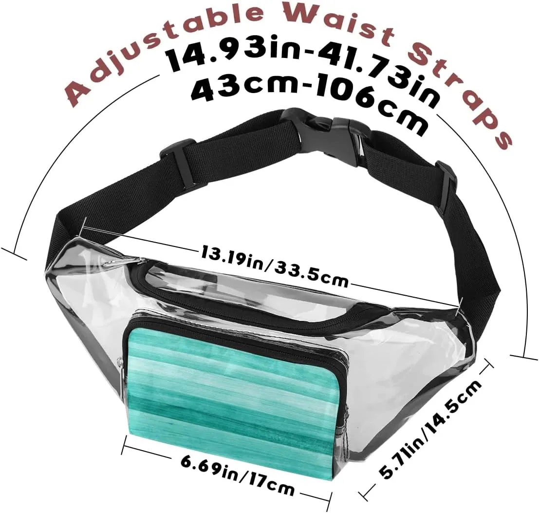 Blue Wood Clear Fanny Pack Stadium Approved Clear Crossbody Belt Bag for Women Men Transparent Waist Bag with Adjustable Strap for Concerts Sports Events Travel