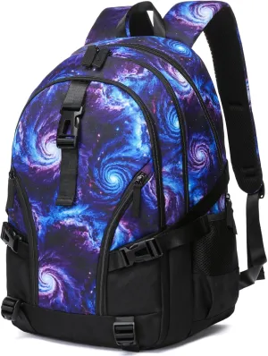BLUEFAIRY Galaxy Backpack for Middle High School Book Bags for Teens Girls Boys BookBags XL with Large Compartments Lots of Pockets Mochilas para Niñas Niños Adolescentes 18" Purple Black