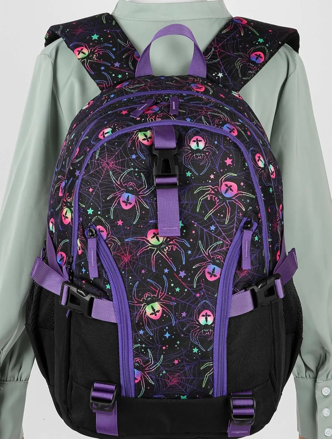 BLUEFAIRY Kids Backpack for Girls Boys Elementary Middle School Bookbag for Teens 18" Large Book Bags Fits 15.6 Inch Laptop with Lots of Pockets Mochilas para Niñas Adolescentes Purple/Black