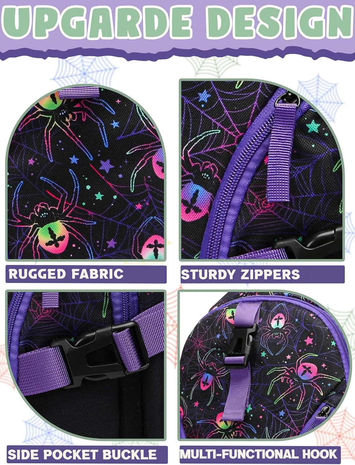 BLUEFAIRY Kids Backpack for Girls Boys Elementary Middle School Bookbag for Teens 18" Large Book Bags Fits 15.6 Inch Laptop with Lots of Pockets Mochilas para Niñas Adolescentes Purple/Black