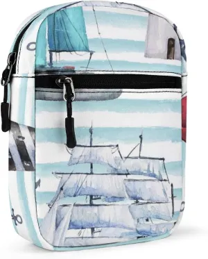 Boats Ships Vessels Nautical Anchors Light House Adjustable Fanny Waist Pack Pouch, Waterproof Crossbody Runners Bag Wallet for Gym Hiking Fitness Women Men 6.1 x 2.2 x 7.9 inch