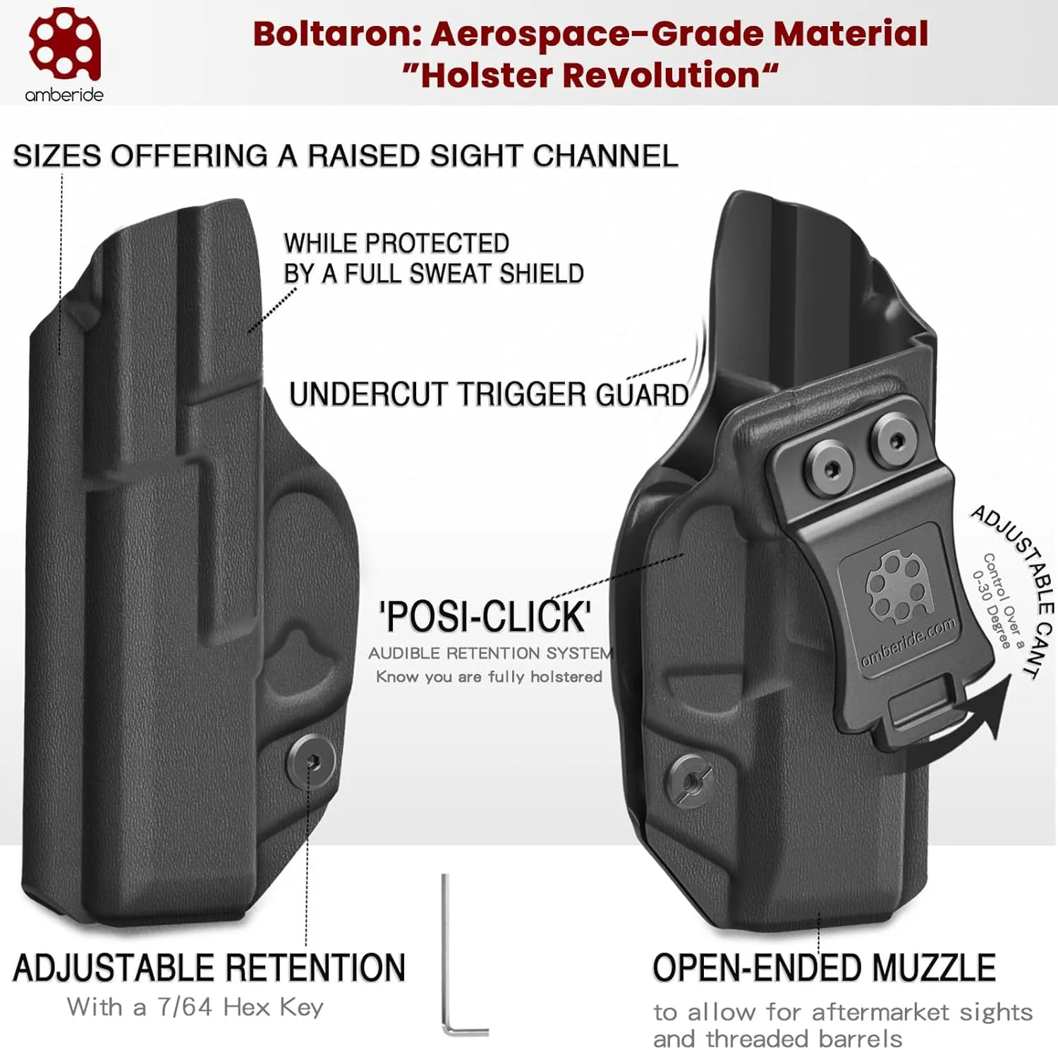 Bodyguard 380 Holster IWB Boltaron for Smith & Wesson M&P Bodyguard 380 Auto with Integrated Crimson Trace Laser Pistol – Adj. Cant Concealed Carry & 'Posi-Click' Retention - No Wear/Jitter - US Made