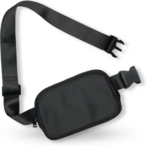 Boutique Belt Bag | Crossbody Bag Fanny Pack for Women Fashionable | Cute Mini Everywhere Bum Hip Waist Pack | Small Fashion Travel Chest Bag | Matte Black | Adjustable Small Strap | Black Midnight