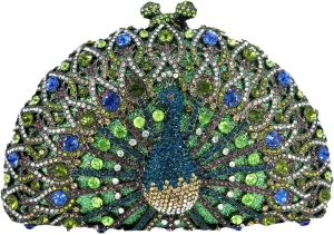 Boutique De FGG Peacock Clutch Bag Women Crystal Evening Handbags Bridal Wedding Rhinestone Clutch Purse Party Prom Bag,Mini