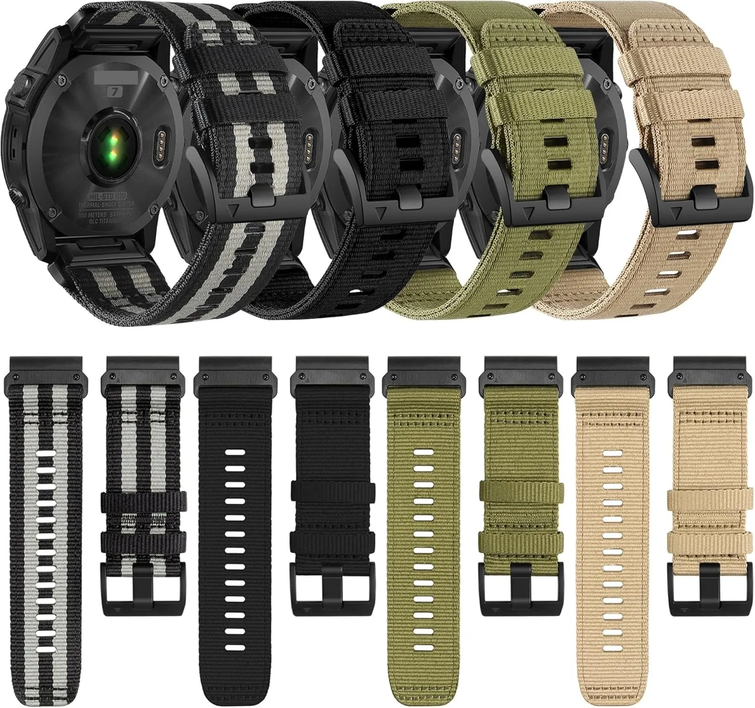 Braided Canvas Strap，For Garmin Fenix 7 6X 6S 6 Pro 5X 5 5S 3HR Bracelet Belt，For Garmin Watch Band 22mm 26mm Sport Wristband