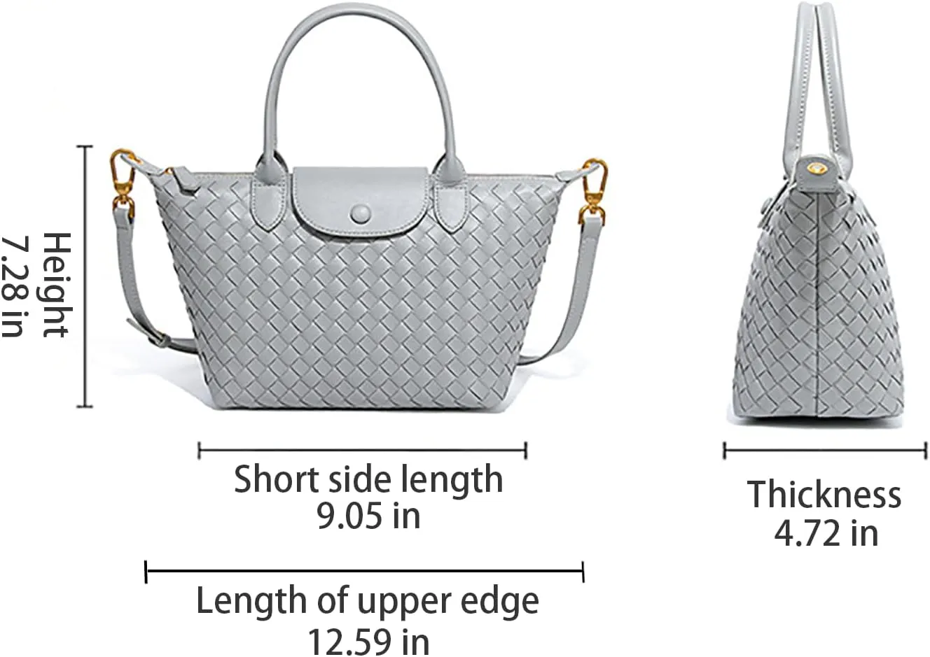 Braided Luxury Women's Leather Tote Top Handle Age Elegant Large Capacity Travel Day Crossbody Bag