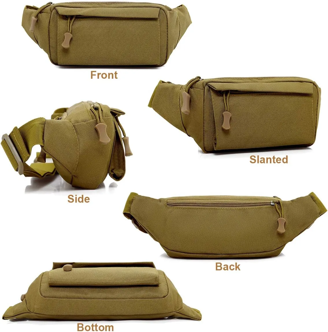 BraveHawk OUTDOORS Waist Bag Fanny Pack, 800D Military Nylon Oxford Water Resistant Utility EDC Crossbody Chest Pack Outdoor Daypack Organizer for Travel Hiking