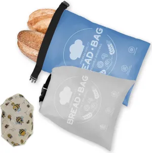 Bread Bags for Homemade with Beeswax Wrap - Zipper Reusable Bread Bag for Sourdough 2-Pack, Reusable Food Storage Bag to Keep Sourdough Fresh, Freezer-Safe, Eco-Friendly (Grey&Blue)