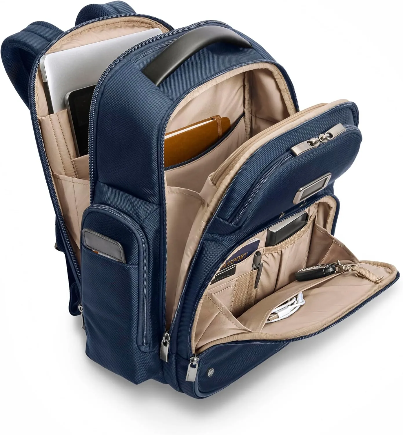Briggs & Riley Large Cargo Backpack for Women & Men - Daypack for Work, Personal Item Travel Bag, Spacious & Durable, Padded Straps, Fits up to 17" Laptop - @work Collection, Navy