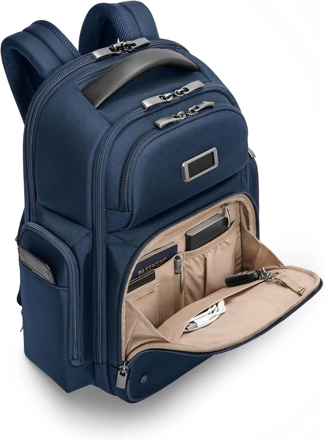 Briggs & Riley Large Cargo Backpack for Women & Men - Daypack for Work, Personal Item Travel Bag, Spacious & Durable, Padded Straps, Fits up to 17" Laptop - @work Collection, Navy