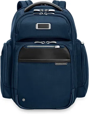 Briggs & Riley Large Cargo Backpack for Women & Men - Daypack for Work, Personal Item Travel Bag, Spacious & Durable, Padded Straps, Fits up to 17" Laptop - @work Collection, Navy