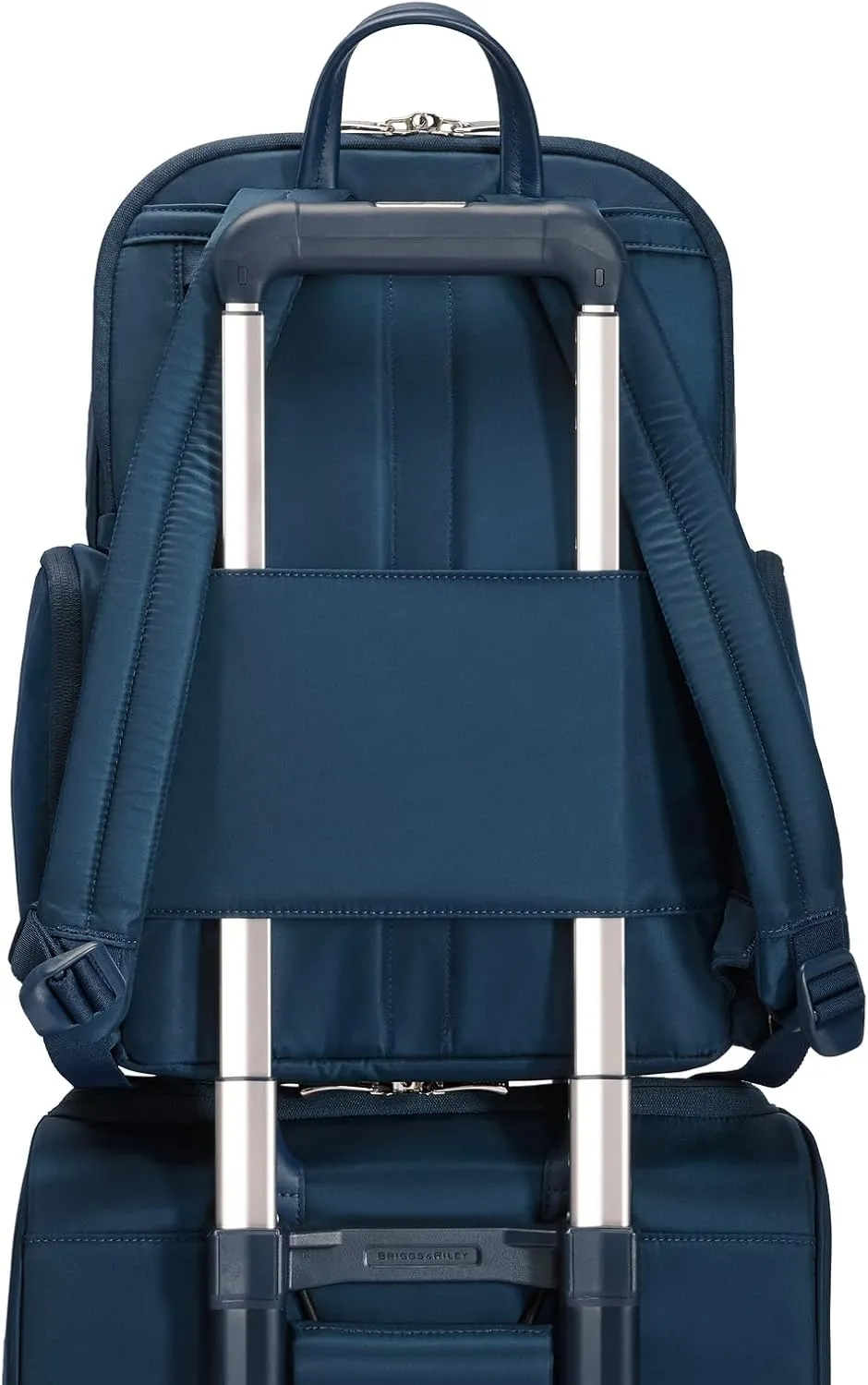 Briggs & Riley Medium Backpack for Women & Men - Daypack for Work, Personal Item Travel Bag, Carry On Size, Lightweight & Durable, Padded Straps, Fits 15" Laptop - Rhapsody Collection, Navy