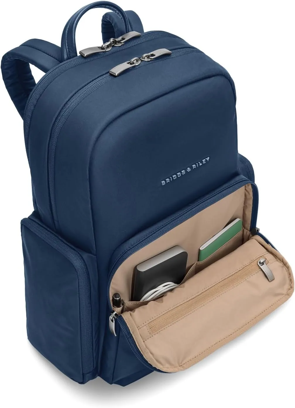 Briggs & Riley Medium Backpack for Women & Men - Daypack for Work, Personal Item Travel Bag, Carry On Size, Lightweight & Durable, Padded Straps, Fits 15" Laptop - Rhapsody Collection, Navy