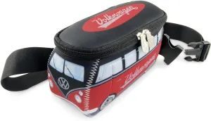 BRISA VW Collection - Volkswagen Neoprene Hip Bag Belly Bag Money Belt Crossbody Bag for Outdoor and Travel in T1 Bus Design (Red/Black)