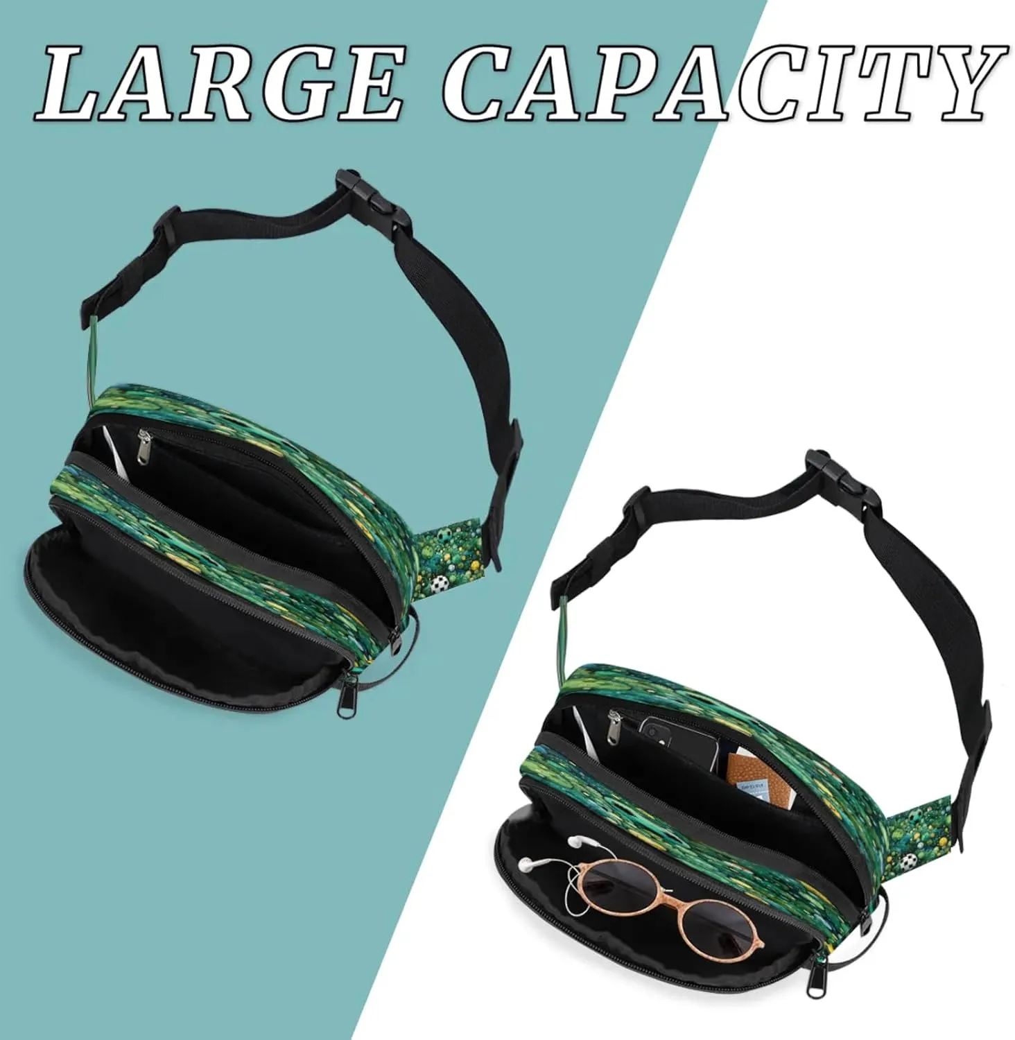Bubble Ballad Waterproof Unisex Square Fanny Pack, Adjustable Waist Bag with Pockets, Sturdy Lightweight Crossbody Bag for Travel, Running, Hiking (9x6.1x2.5 Inches)