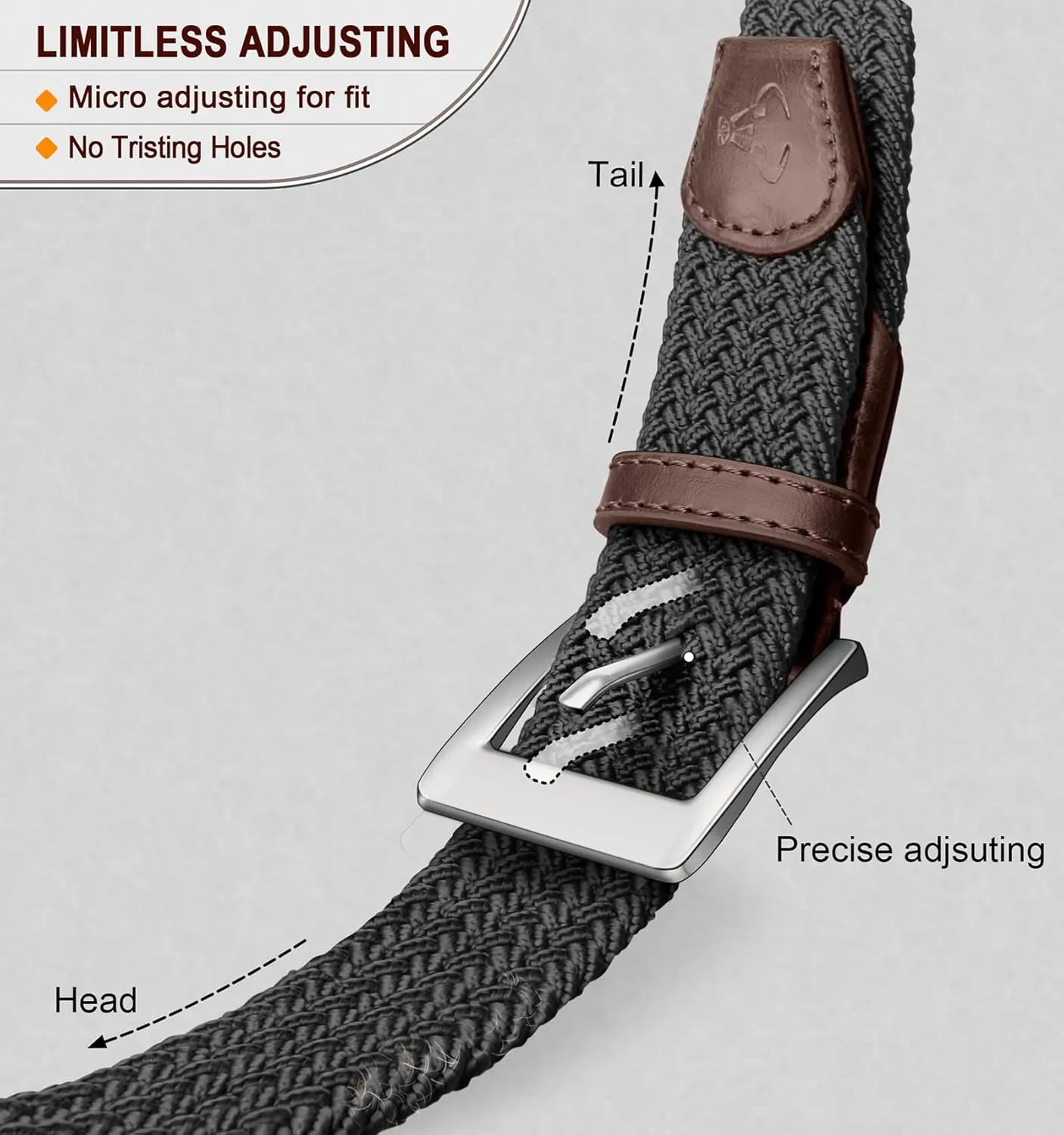 BULLIANT Belt for Men 2Pack,Mens Gift Stretch Braided Web Belt Elastic for Casual Golf Jeans,1 3/8"