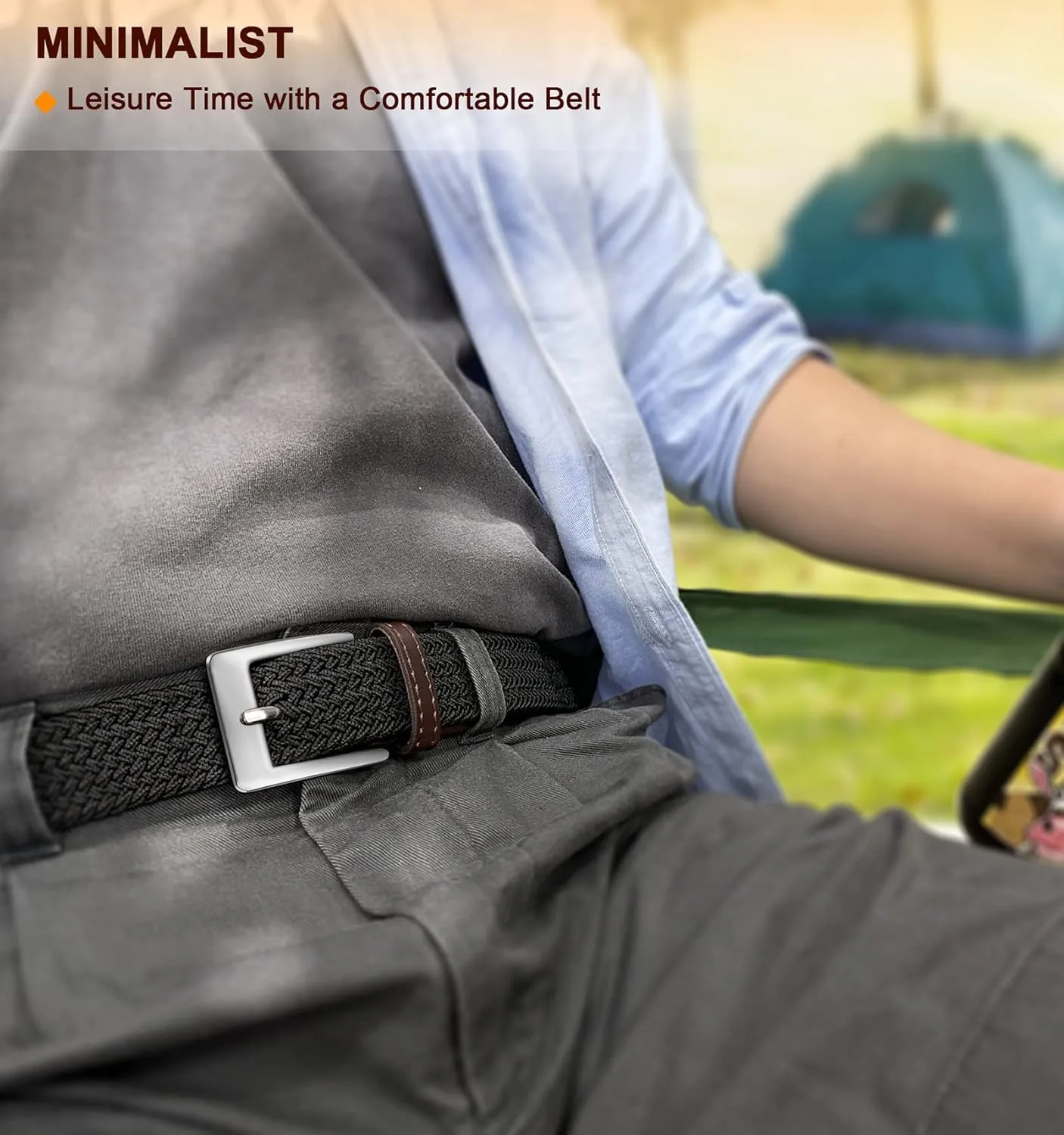 BULLIANT Belt for Men 2Pack,Mens Gift Stretch Braided Web Belt Elastic for Casual Golf Jeans,1 3/8"