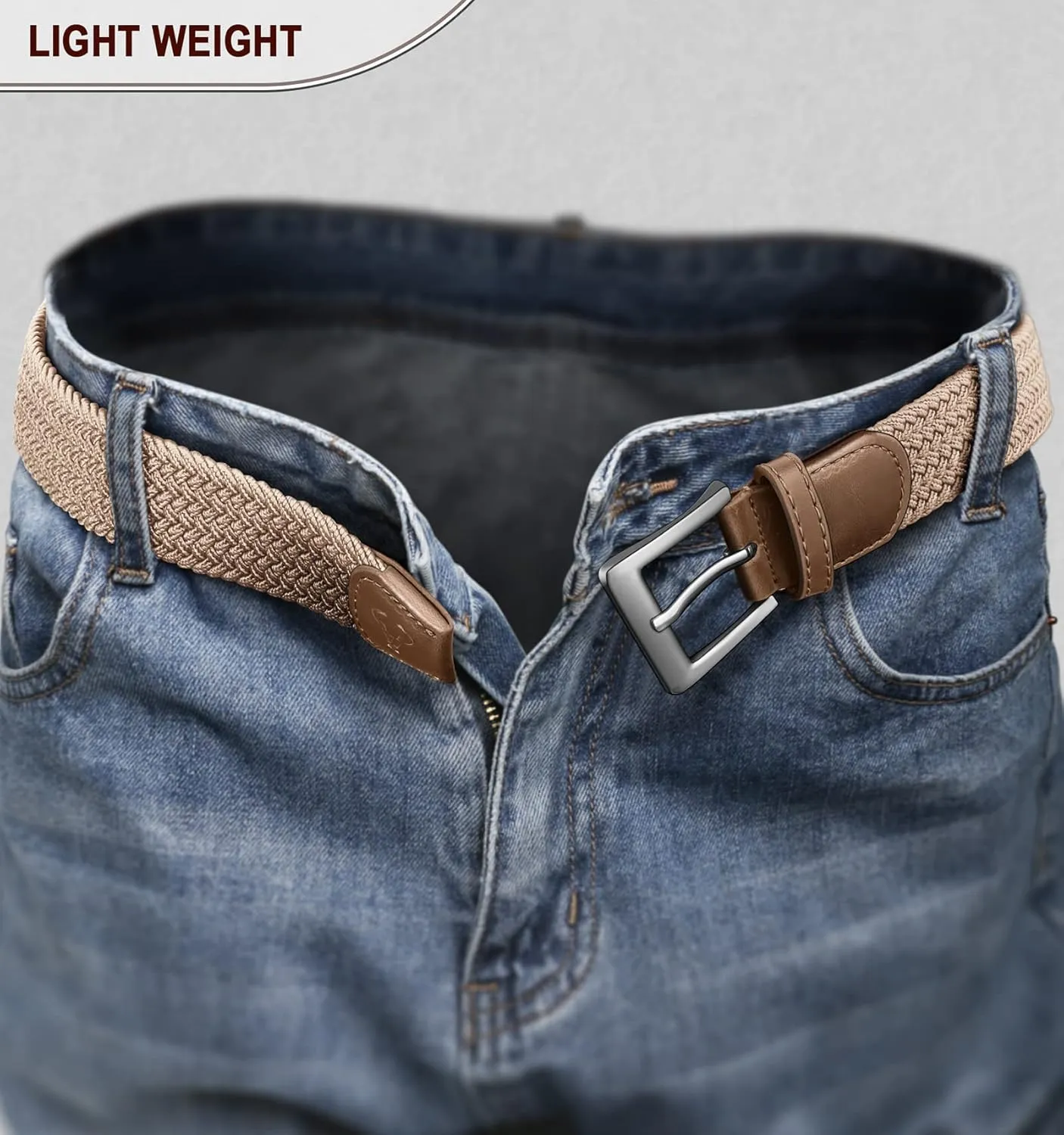 BULLIANT Belt for Men 2Pack,Mens Gift Stretch Braided Web Belt Elastic for Casual Golf Jeans,1 3/8"