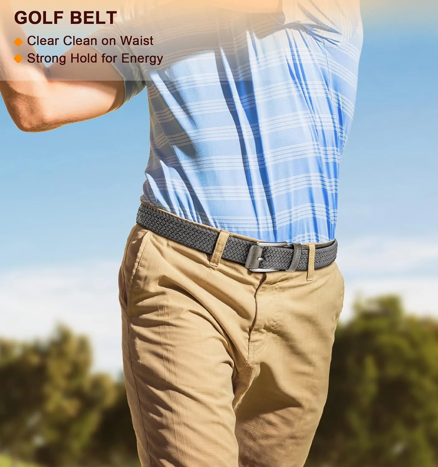 BULLIANT Belt for Men 2Pack,Mens Gift Stretch Braided Web Belt Elastic for Casual Golf Jeans,1 3/8"