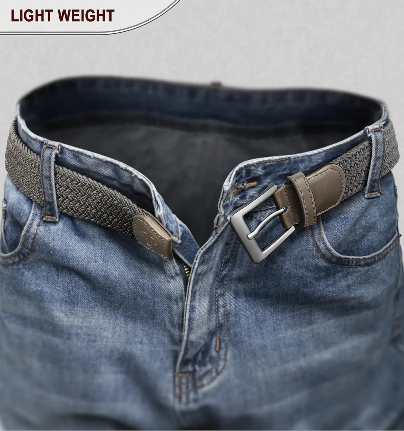 BULLIANT Belt for Men 2Pack,Mens Gift Stretch Braided Web Belt Elastic for Casual Golf Jeans,1 3/8"