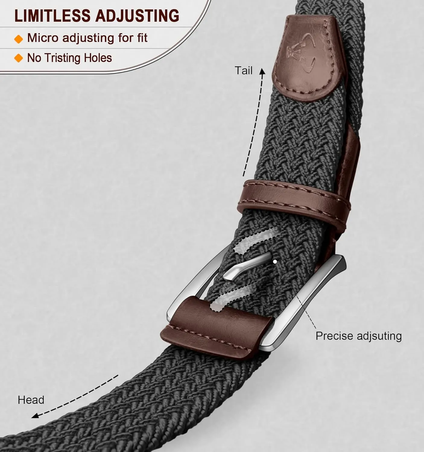 BULLIANT Belt for Men 2Pack,Mens Gift Stretch Braided Web Belt Elastic for Casual Golf Jeans,1 3/8"