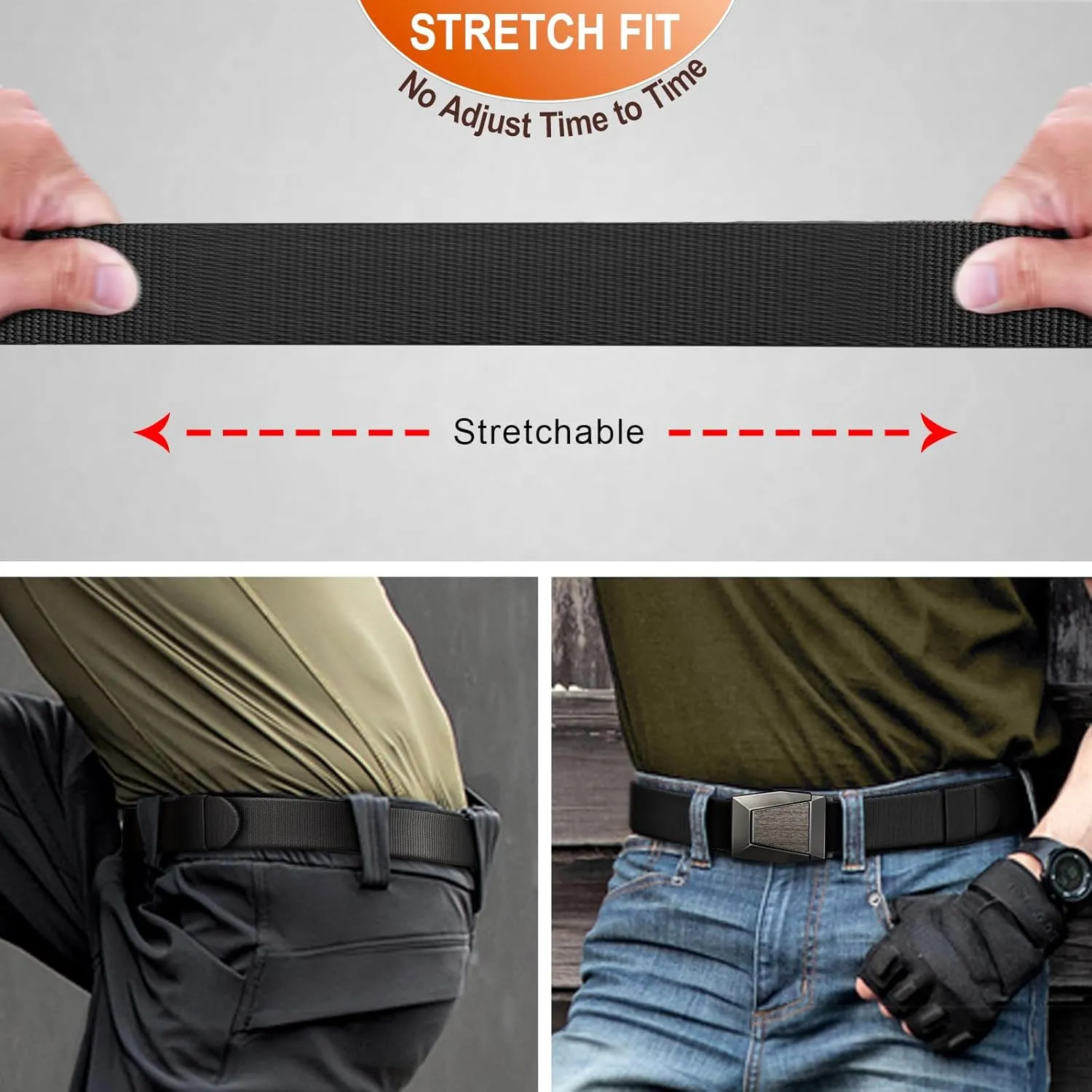 BULLIANT Men Belt 2 Pack,Nylon Web Holster Belt Stretch for Gift Men Outdoor Work Sports Hunting Hiking,Quick Release