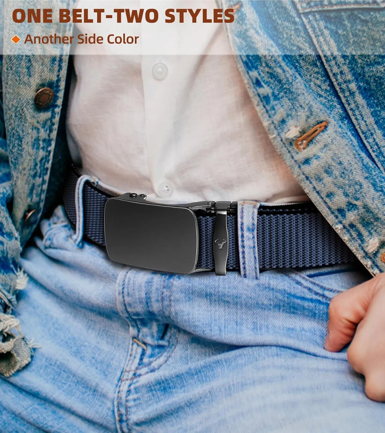 BULLIANT Men Belt-Reversible Ratchet Belt Stretchable for Gift Men Work Casual Golf 1 3/8"-Cut For Fit -2 In 1Belt