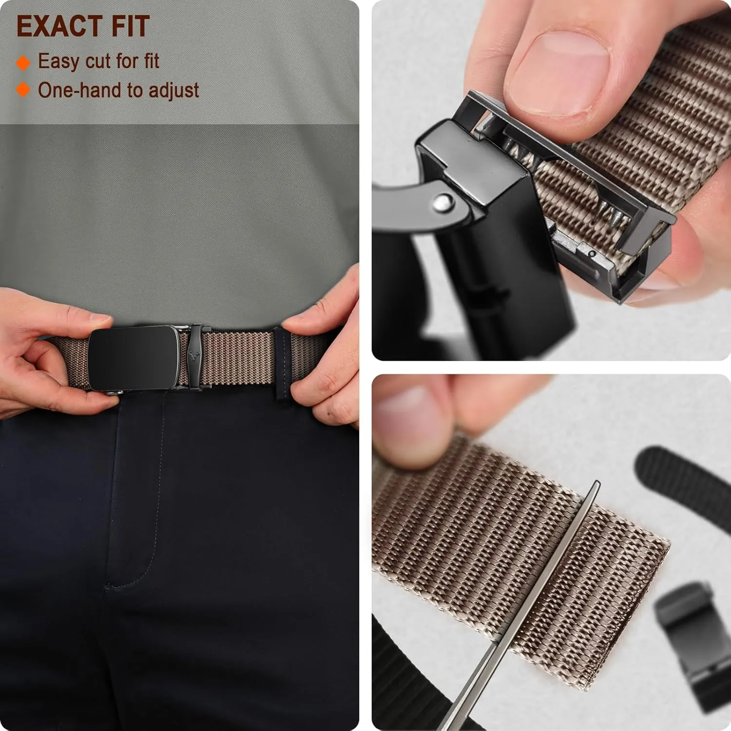 BULLIANT Men Belt-Reversible Ratchet Belt Stretchable for Gift Men Work Casual Golf 1 3/8"-Cut For Fit -2 In 1Belt