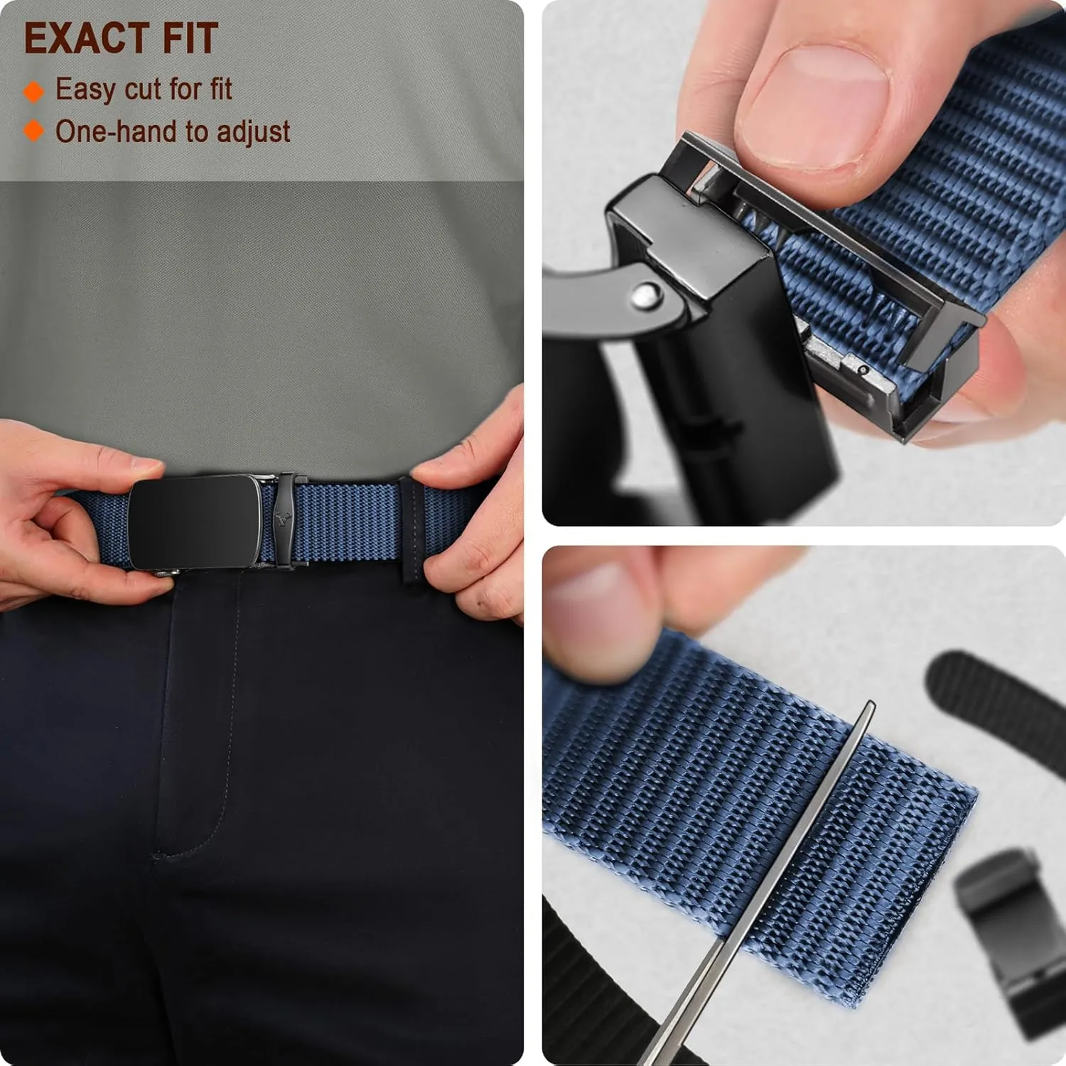 BULLIANT Men Belt-Reversible Ratchet Belt Stretchable for Gift Men Work Casual Golf 1 3/8"-Cut For Fit -2 In 1Belt