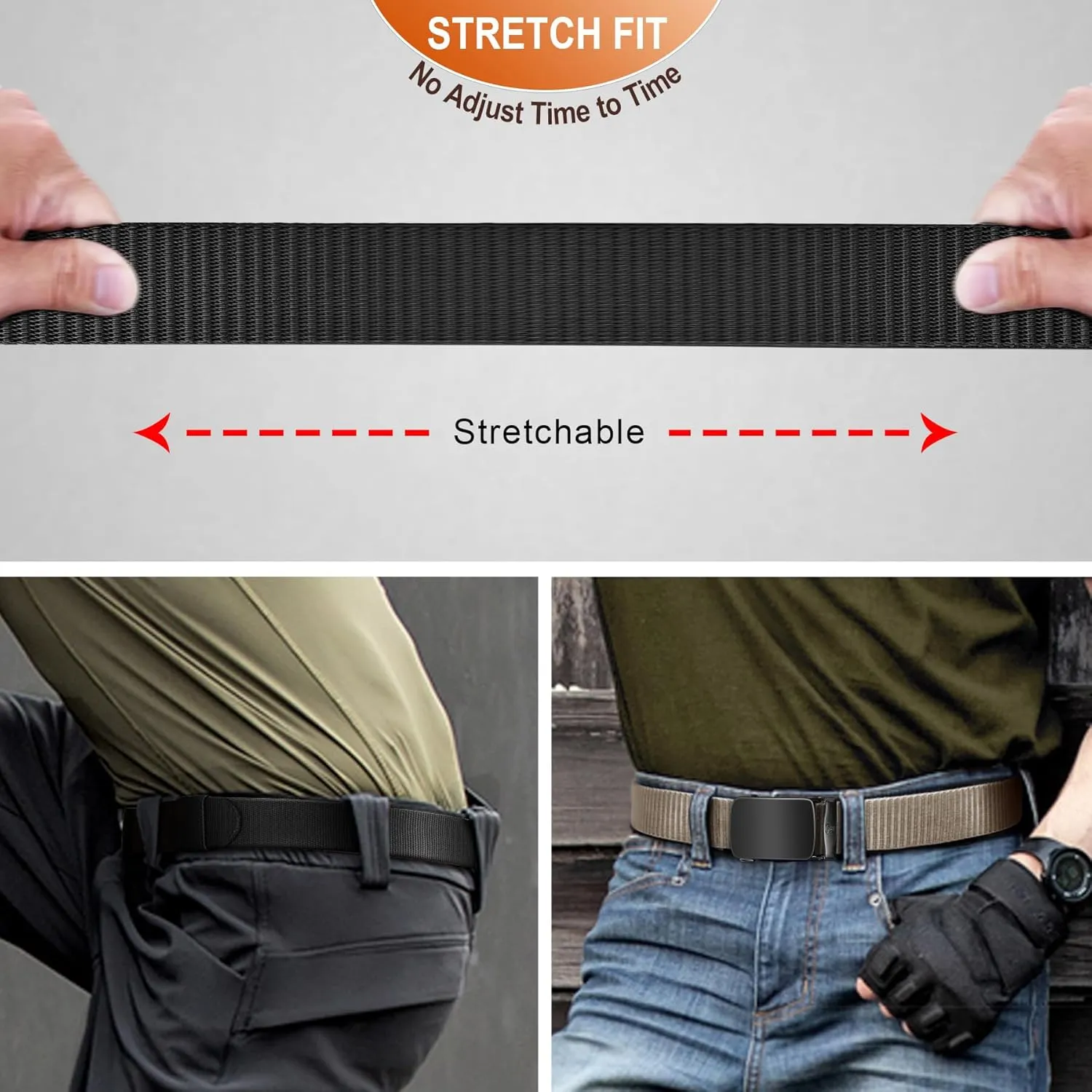 BULLIANT Men Belt-Reversible Ratchet Belt Stretchable for Gift Men Work Casual Golf 1 3/8"-Cut For Fit -2 In 1Belt