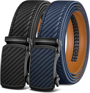 BULLIANT Men Belts 2 Pack,Ratchet Sliding Belt Adjustable For Gift Mens Dress Casual 1 3/8",Cut for Fit