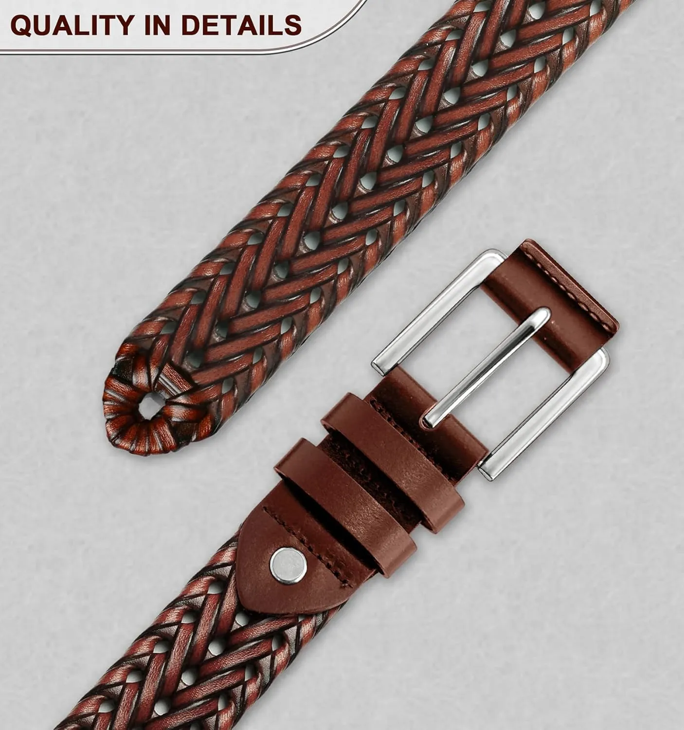 BULLIANT Mens Belts,Leather Woven Braided Belts for Gift Men Casual Jeans Golf