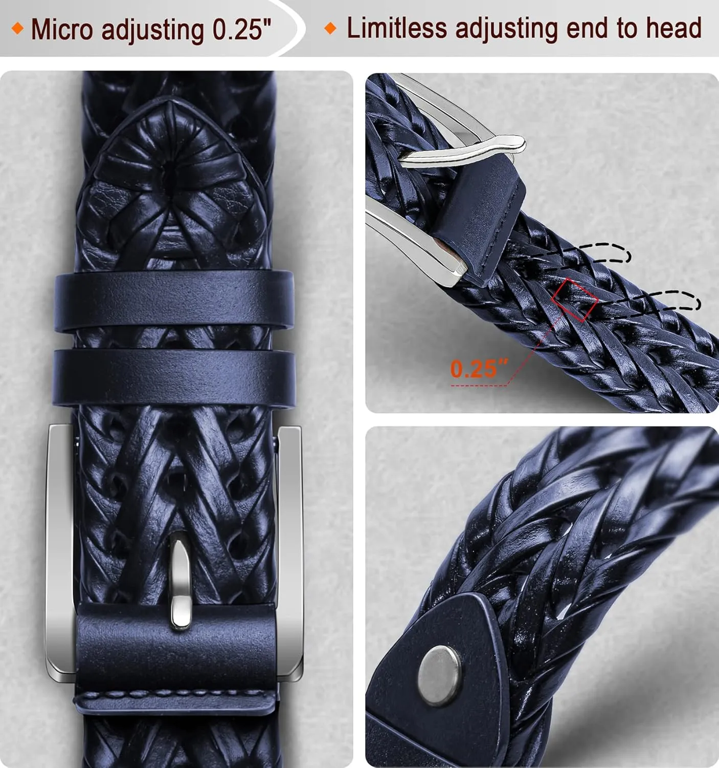 BULLIANT Mens Belts,Leather Woven Braided Belts for Gift Men Casual Jeans Golf