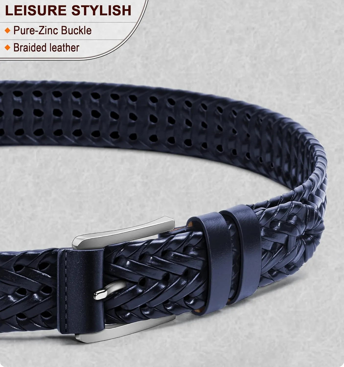 BULLIANT Mens Belts,Leather Woven Braided Belts for Gift Men Casual Jeans Golf